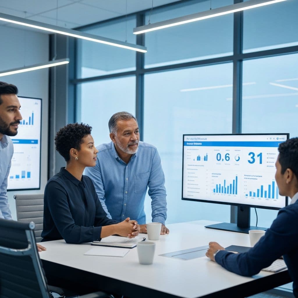 Equipo usando Shersi ERP para analisis de datos en tiempo real